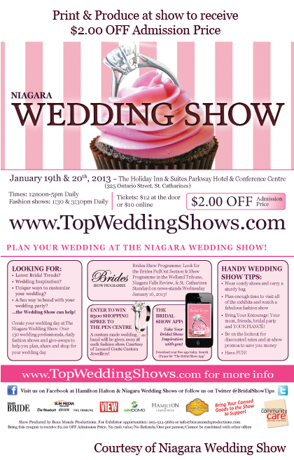 $2.00 OFF Admission Price Coupon to the Niagara Spring Wedding Show 2013